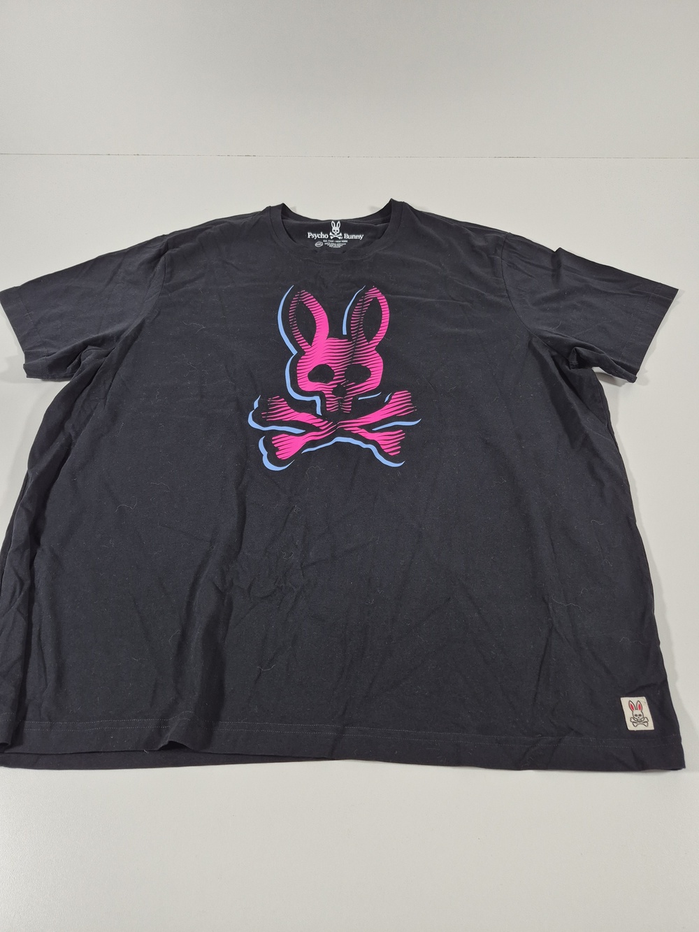 Psycho Bunny Shirt Mens 4XL Black Pima Cotton Skull Bunny Graphic Tee Tagless